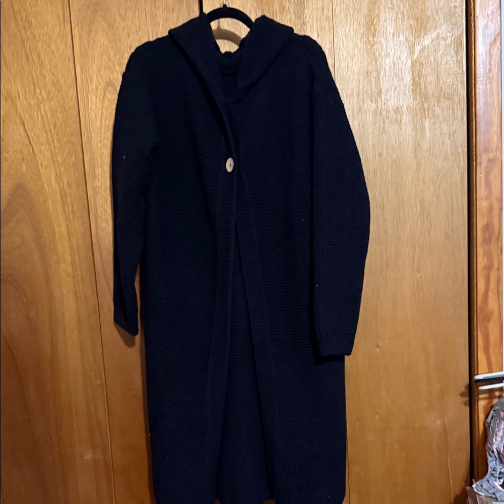 Black long cardigan and beige cardigan